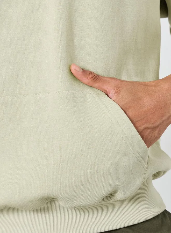 Styli Men Oversized Back Slogan Print Fleece Hoodie